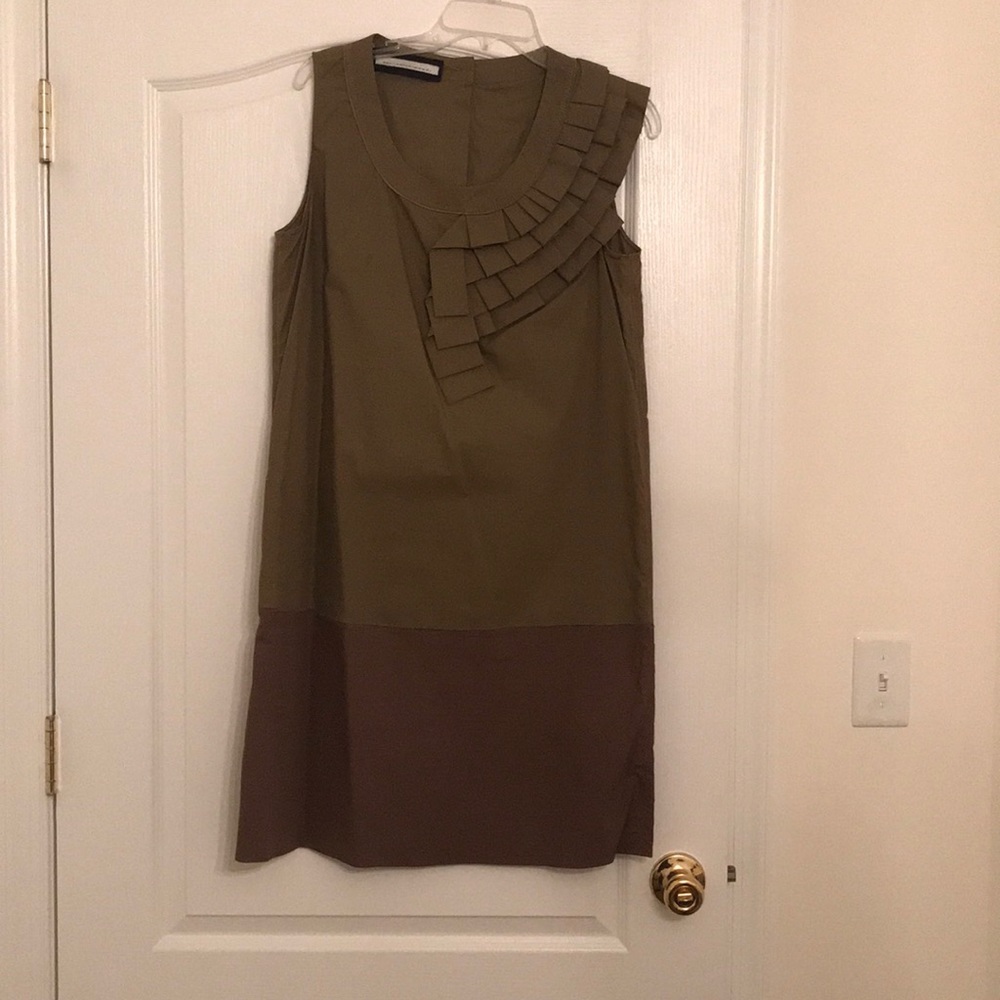 Two tone dress with ruffle detail